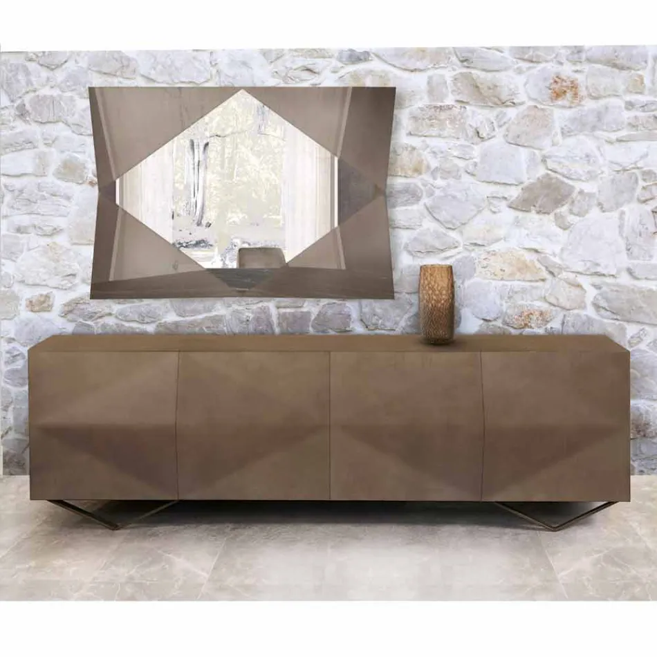 Buffet din lemn cu 2 sau 4 uși cu rafturi din cristal Made in Italy - Gardena Viadurini