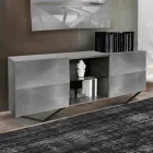 Buffet din lemn cu 2 sau 4 uși cu rafturi din cristal Made in Italy - Gardena Viadurini