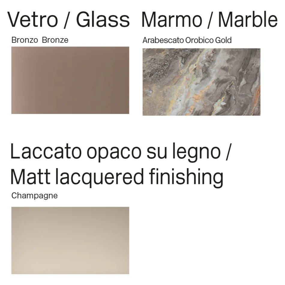 Bufet din lemn lăcuit curbat cu uși din sticlă bronzată, fabricat în Italia - Lyra Viadurini