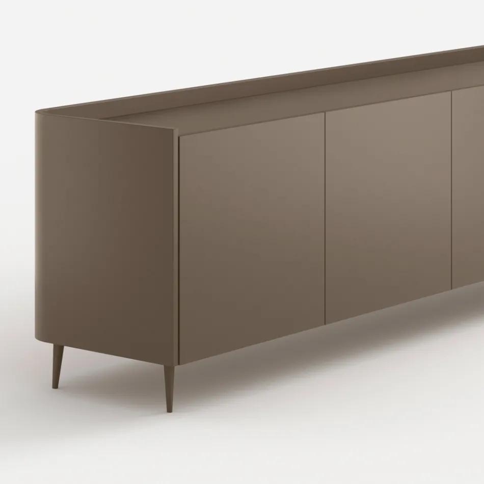 Bufet din lemn curbat, lăcuit platinat, cu design exclusivist, fabricat în Italia - Lyra Viadurini