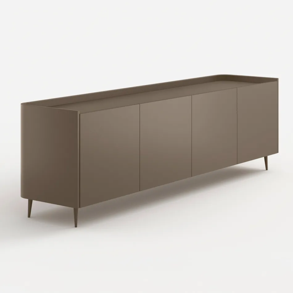 Bufet din lemn curbat, lăcuit platinat, cu design exclusivist, fabricat în Italia - Lyra Viadurini
