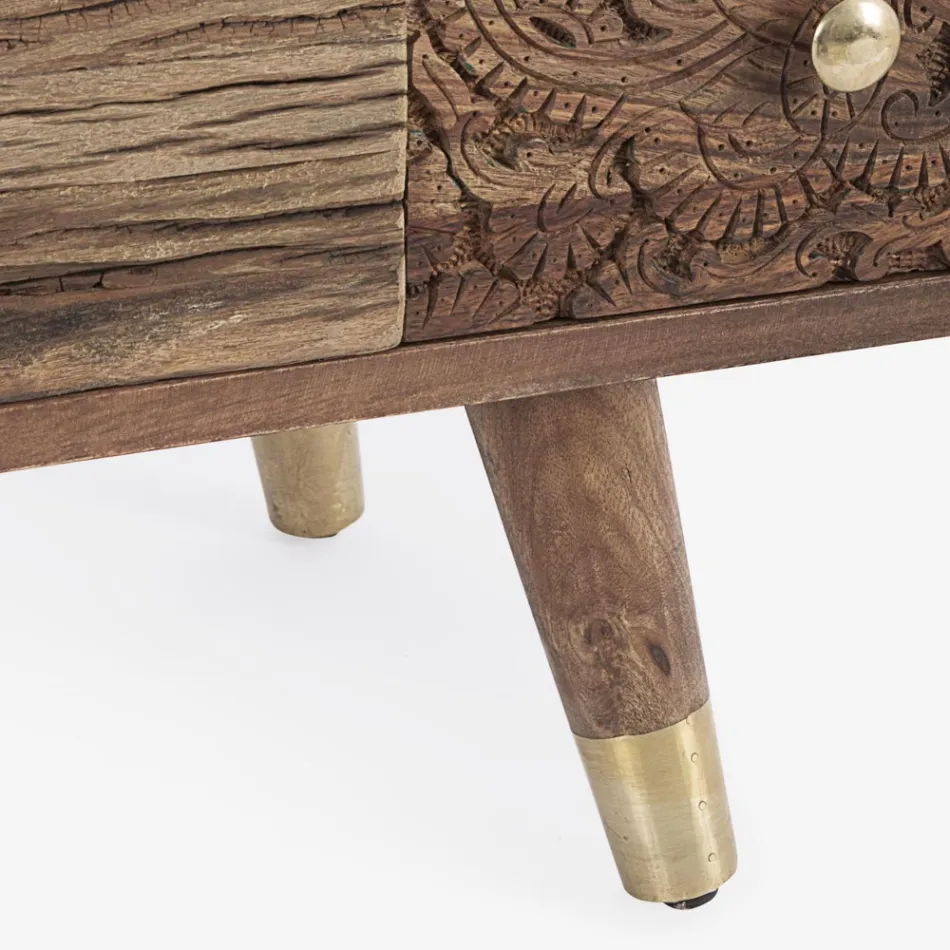 Bufetă din Lemn de Mango 2 Uși 4 Sertare Stil Etnic Homemotion - Auriel Viadurini