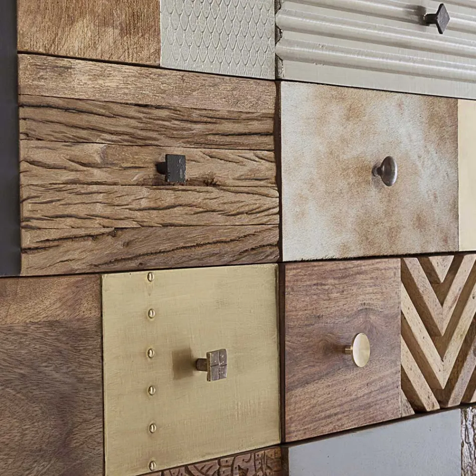 Bufetă din Lemn de Mango 2 Uși 4 Sertare Stil Etnic Homemotion - Auriel Viadurini