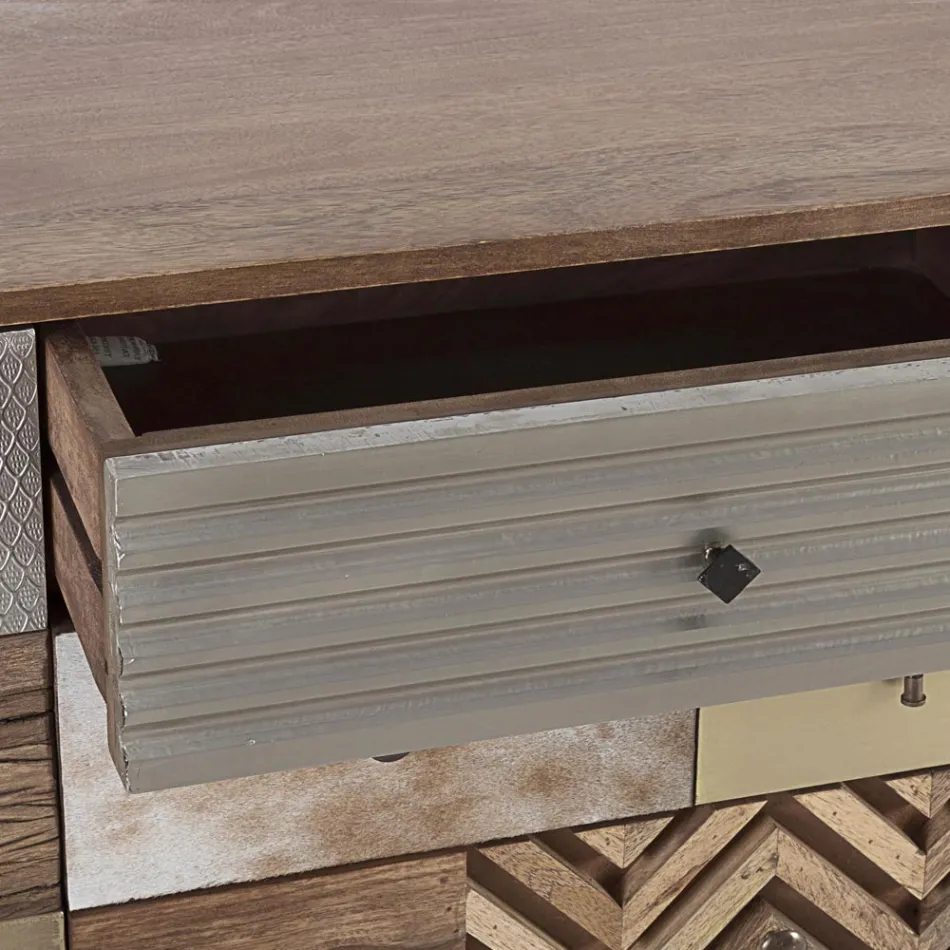 Bufetă din Lemn de Mango 2 Uși 4 Sertare Stil Etnic Homemotion - Auriel Viadurini