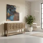 Bufet din lemn de pin cu finisaj antic lavabil și 6 uși - Airasca Viadurini