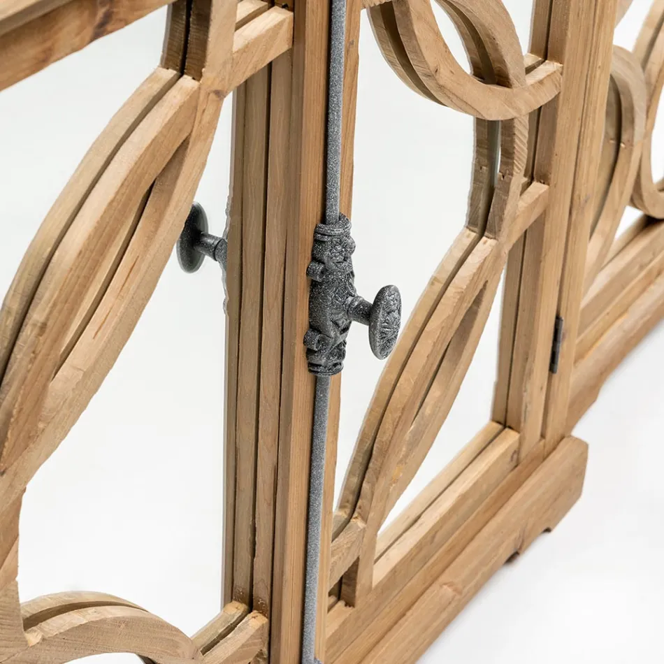 Bufet din pin natural învechit cu uși cu oglindă - Agnone Viadurini