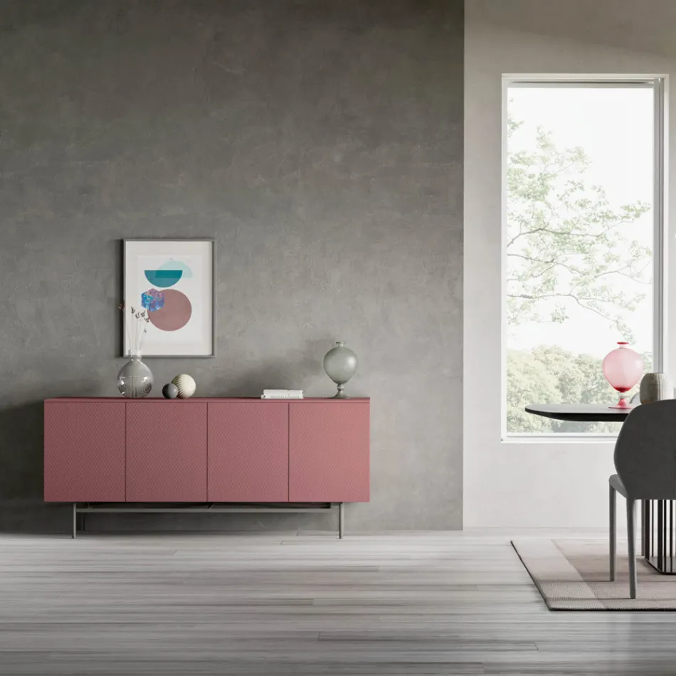 Buffet din lemn ecologic pentru camera de zi sau intrare 4 uși Made in Italy - Nazife Viadurini