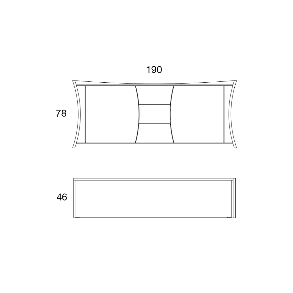 Bufetă din Lemn Lăcuit 2 Uși 3 Sertare Curbiliniu Design Italian - Celio Viadurini
