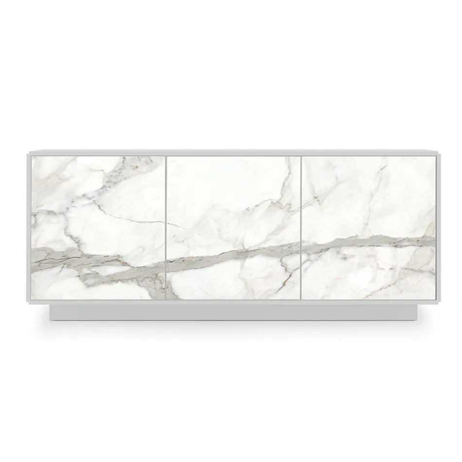 Bufetă din Lemn Lăcuit cu 2 sau 3 Uși Ceramice Made in Italy - Fiorenza Viadurini