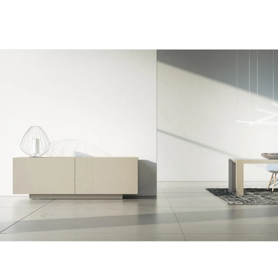 Comoda Mdf cu Baza Plinta si Usa Decorata Made in Italy - Deodara Viadurini