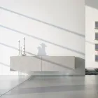 Bufeta din Mdf Gri deschis cu picioare din sticla Made in Italy - Germena Viadurini