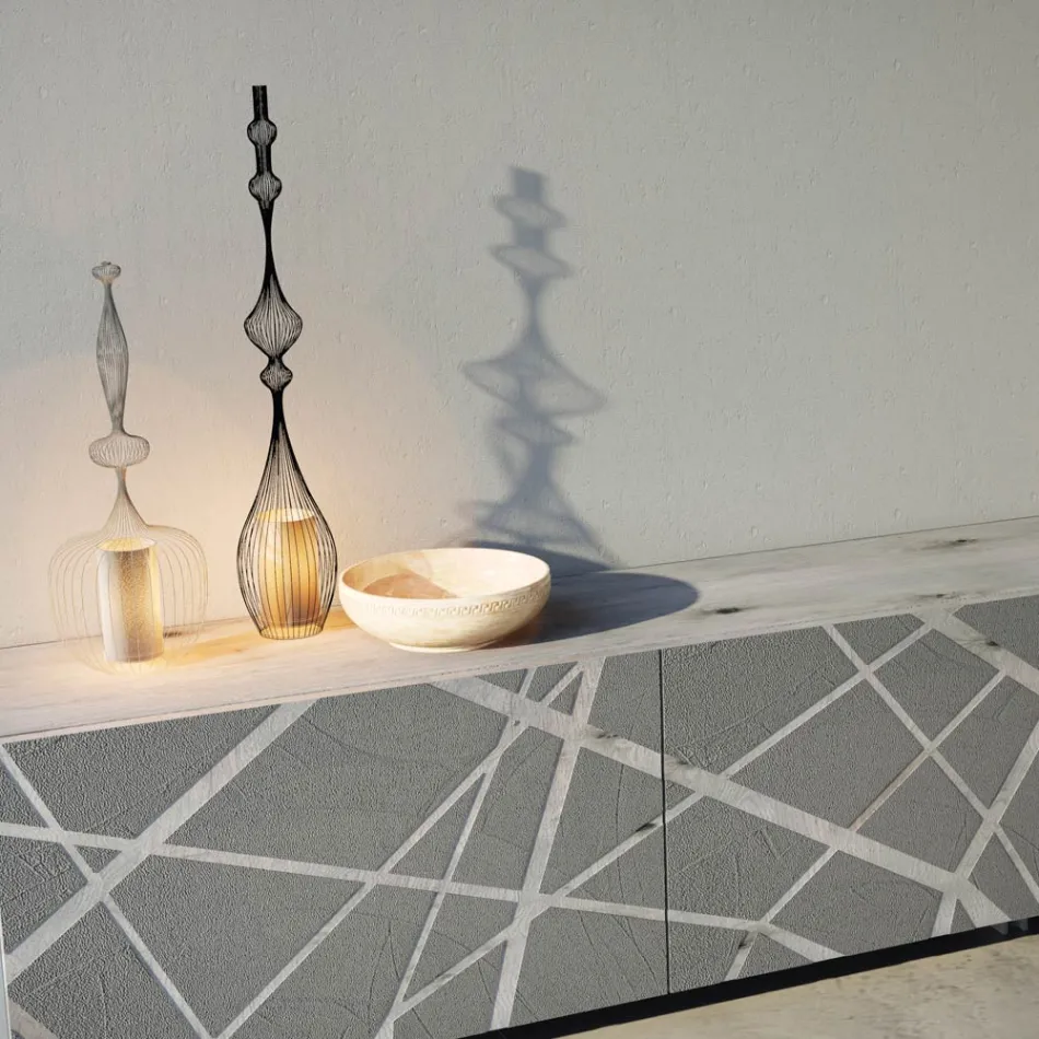 Bufetă din Mdf Lăcuit Mat Mud cu Bază Plintă Fabricat în Italia - Arise Viadurini