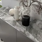 Bufetă din MDF, blat din ceramică cu efect de marmură gri cu 3 uși Push-pull - Click Viadurini