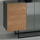 Bufet din melamină cu 3 uși de stejar și oglindă Fabricat în Italia - Romina Viadurini