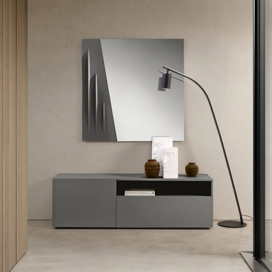 Bufet Miral din melamină, cu design liniar, fabricat în Italia Viadurini