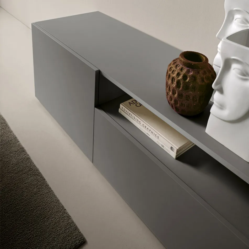 Bufet Miral din melamină, cu design liniar, fabricat în Italia Viadurini