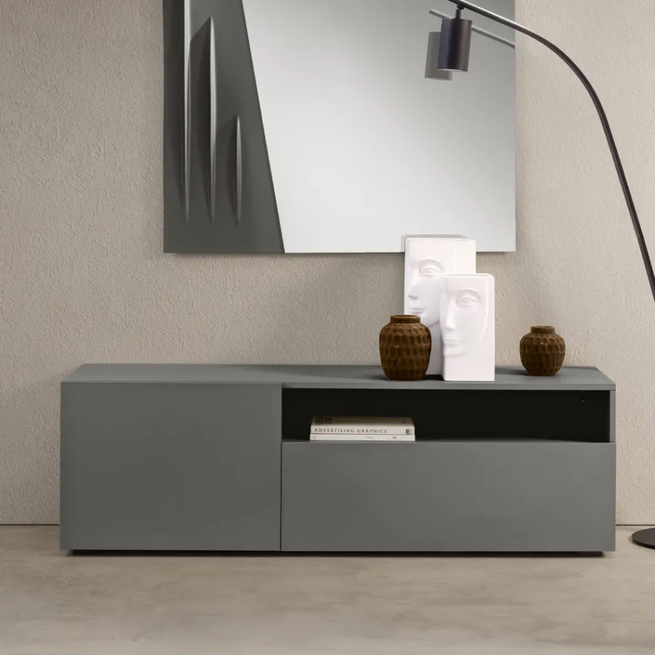 Bufet Miral din melamină, cu design liniar, fabricat în Italia Viadurini