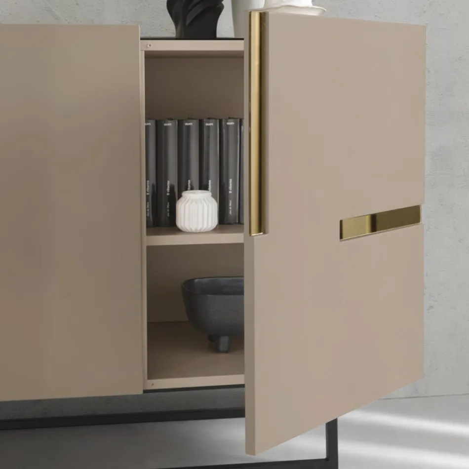 Madia din Melaminat si Mdf cu Insertii Laminate Made in Italy - Gordita Viadurini