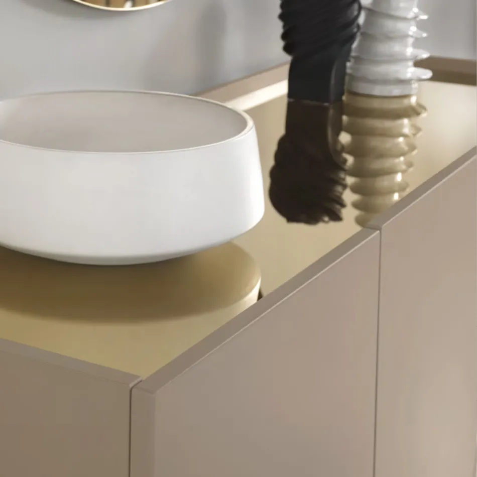 Madia din Melaminat si Mdf cu Insertii Laminate Made in Italy - Gordita Viadurini