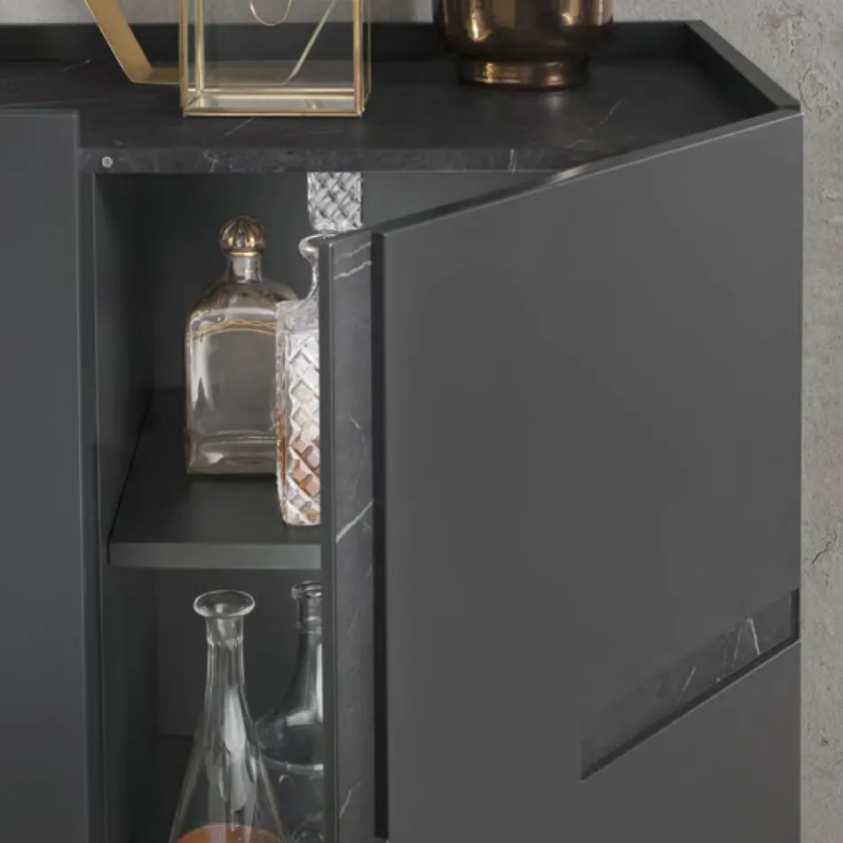 Madia din Melaminat si Mdf cu Insertii Laminate Made in Italy - Gordita Viadurini