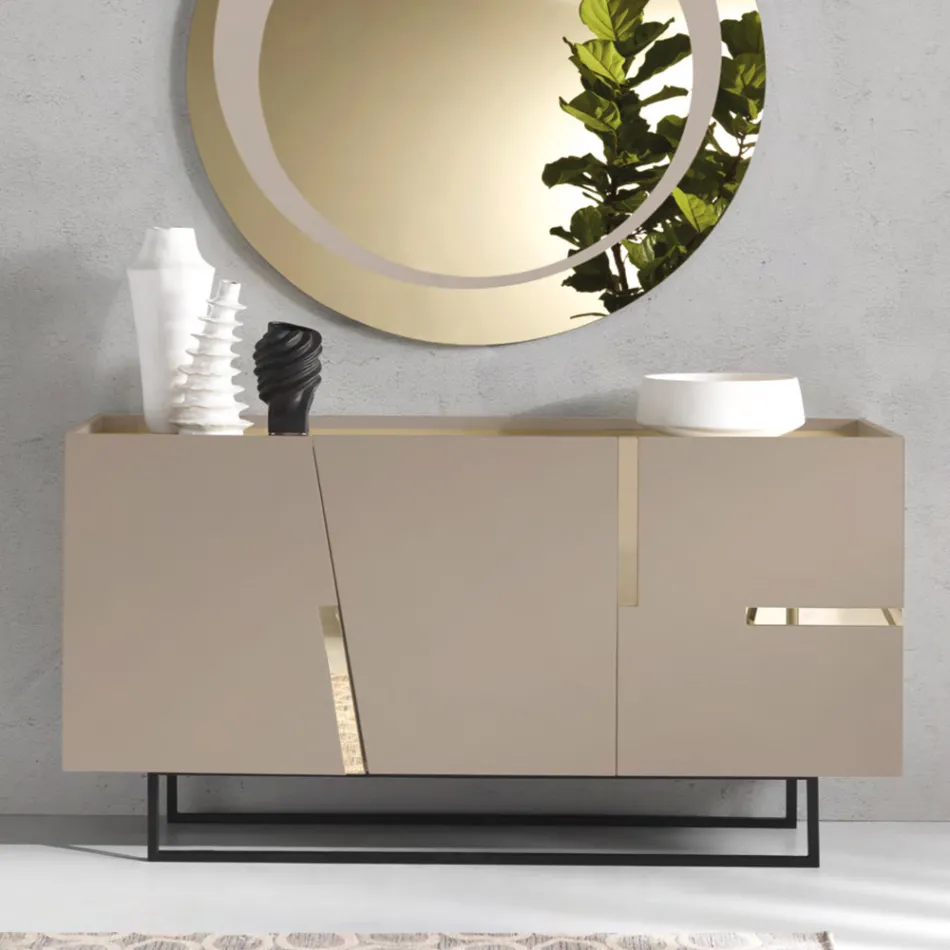 Madia din Melaminat si Mdf cu Insertii Laminate Made in Italy - Gordita Viadurini