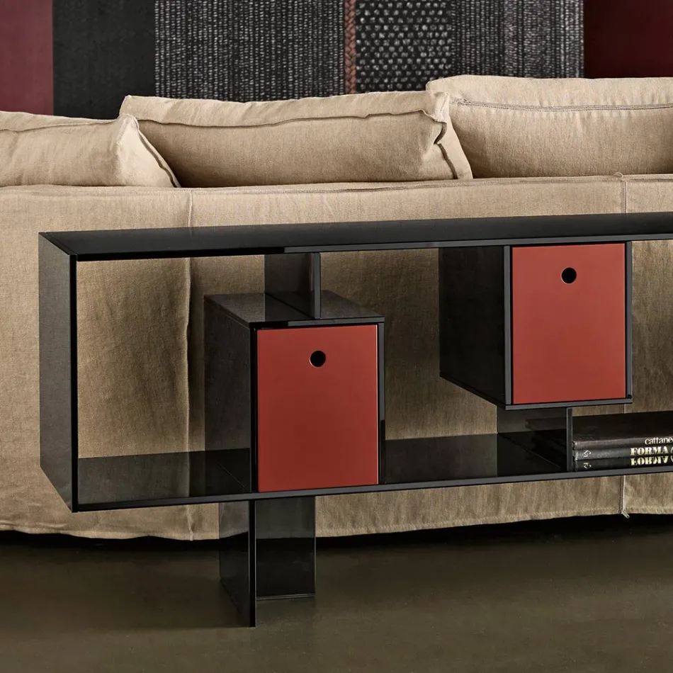 Bufet din sticlă cu trei sertare, design elegant, fabricat în Italia - Senera Viadurini