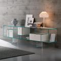 Bufet din sticlă cu trei sertare, design elegant, fabricat în Italia - Senera
