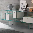 Bufet din sticlă cu trei sertare, design elegant, fabricat în Italia - Senera Viadurini