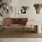 Bufet din sticlă lăcuită pe spate cu profil din lemn masiv, fabricat în Italia - Lutea Viadurini