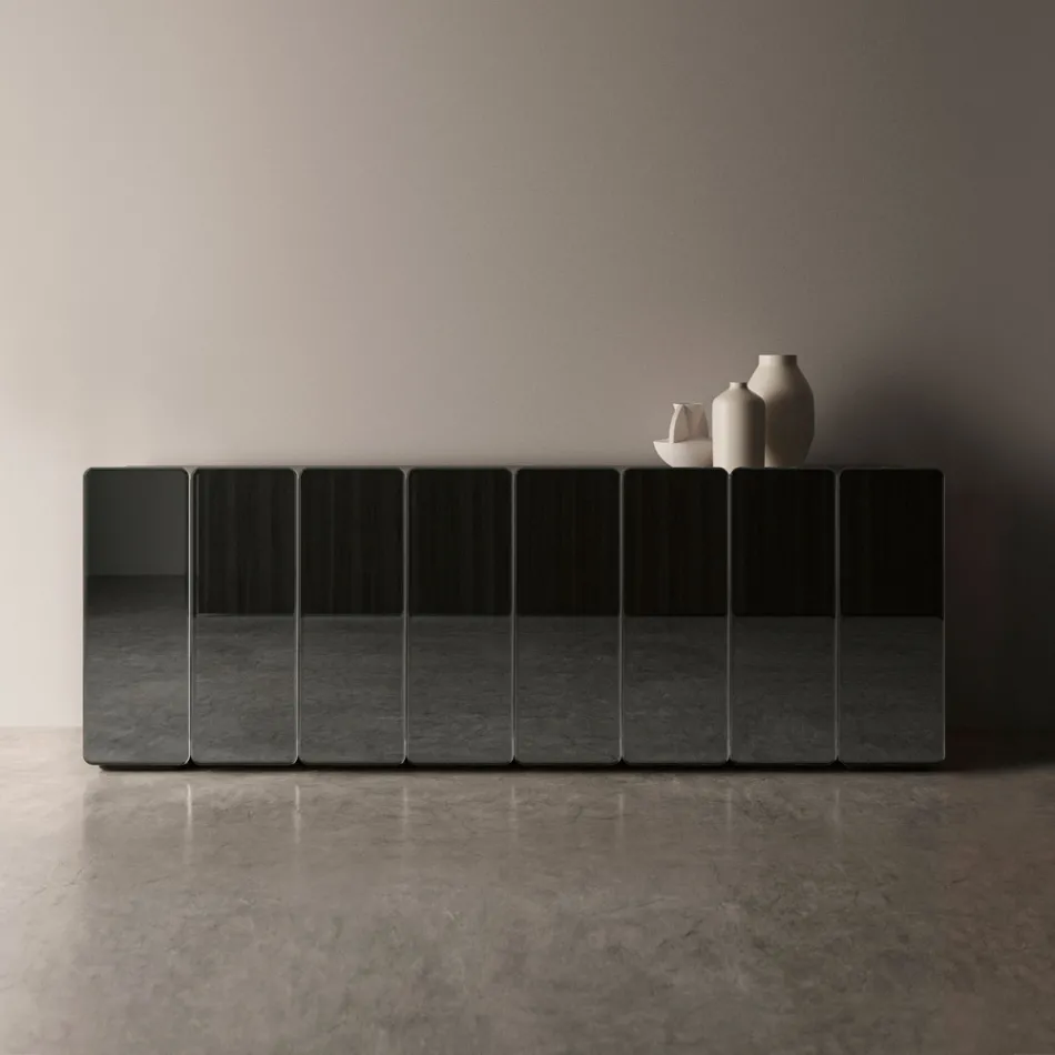 Bufet modern din lemn cu oglindă și un design elegant, fabricat în Italia - Ester Viadurini