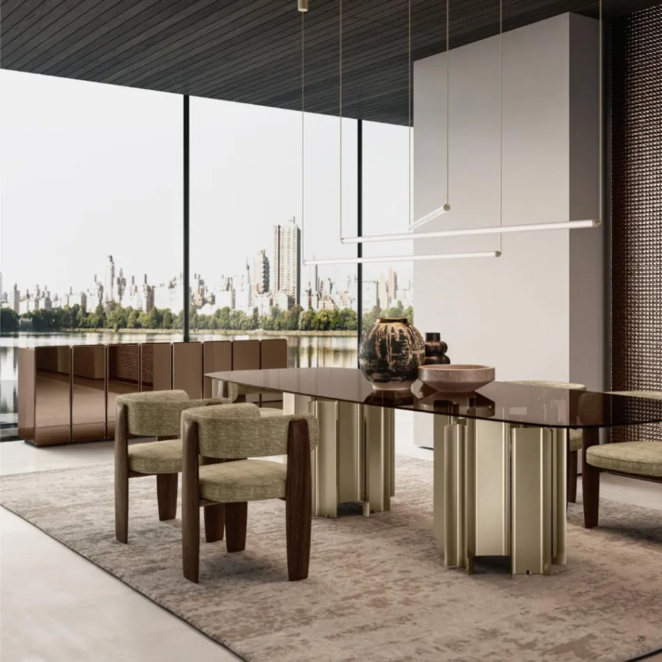 Bufet modern din lemn cu oglindă și un design elegant, fabricat în Italia - Ester Viadurini