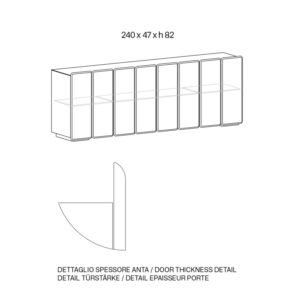 Bufet din lemn cu oglindă, elegant, design modern, fabricat în Italia - Ester Viadurini