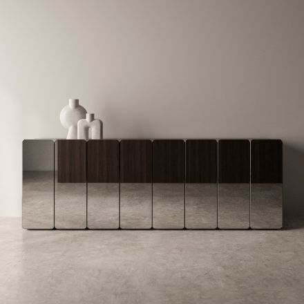 Bufet modern din lemn cu oglindă și un design elegant, fabricat în Italia - Ester Viadurini