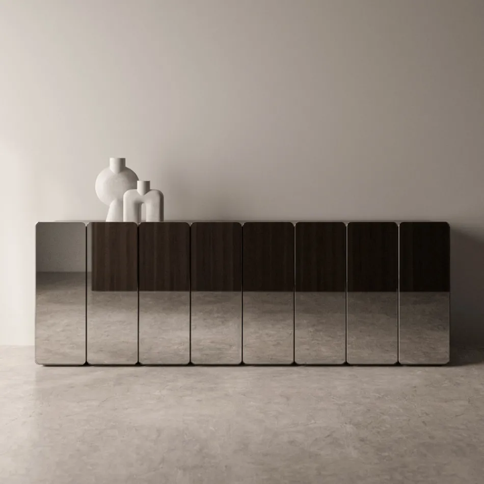 Bufet modern din lemn cu oglindă și un design elegant, fabricat în Italia - Ester Viadurini