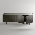 Bufet modern cu uși batante din sticlă lăcuită din spate, fabricat în Italia - Lutea Viadurini