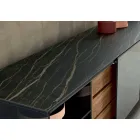 Panou modern pe roți din sticlă afumată și blat din ceramică Made in Italy - Sciocca Viadurini