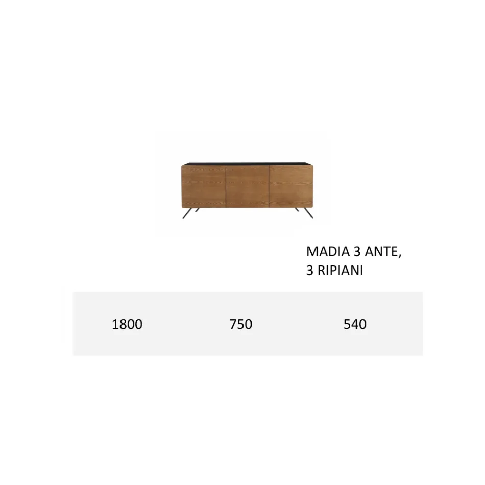 Bufetă pentru Sufragerie din Mdf și Lemn Masiv 2 sau 3 Uși Made in Italy - Camera Viadurini