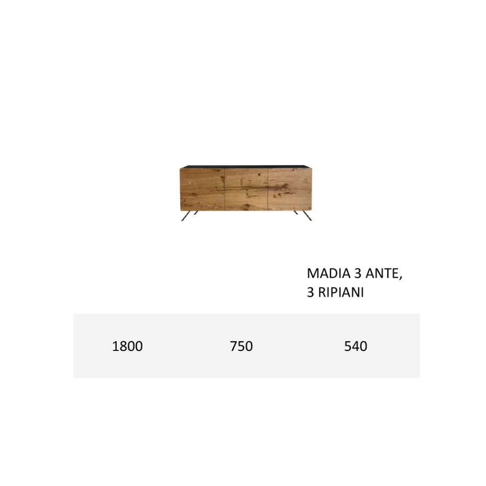 Bufetă pentru Sufragerie din Mdf și Lemn Masiv 2 sau 3 Uși Made in Italy - Camera Viadurini