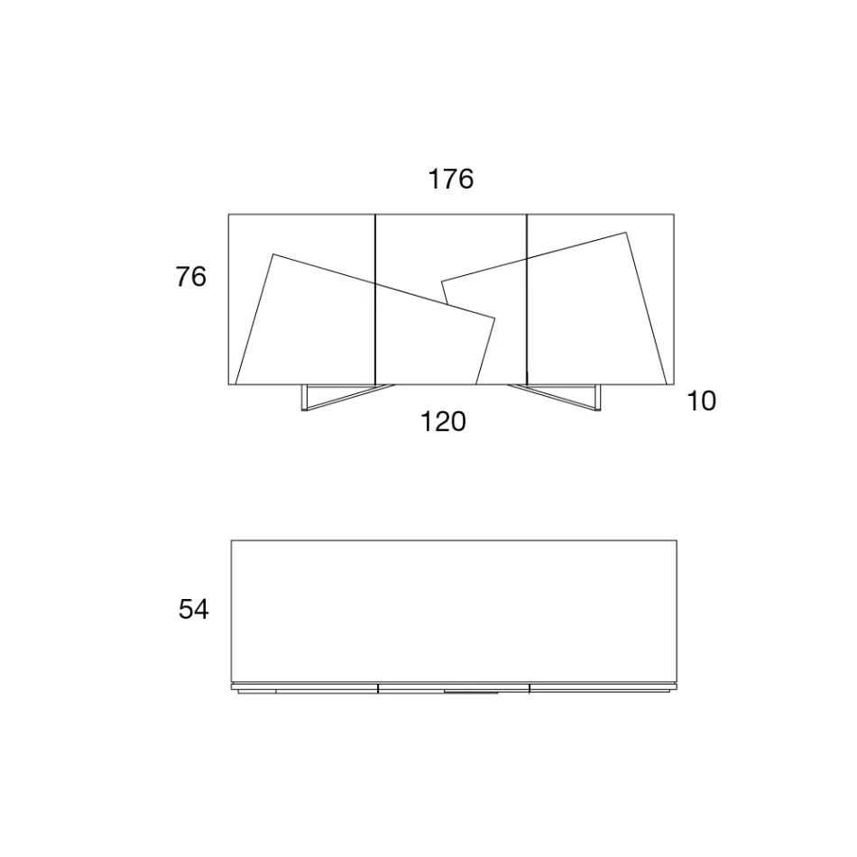 Comoda Sufragerie din Mdf Lăcuit 3 Uși cu Inserții Ceramice - Imperio Viadurini