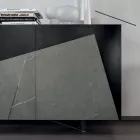 Comoda Sufragerie din Mdf Lăcuit 3 Uși cu Inserții Ceramice - Imperio Viadurini