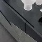 Comoda Sufragerie din Mdf Lăcuit 3 Uși cu Inserții Ceramice - Imperio Viadurini