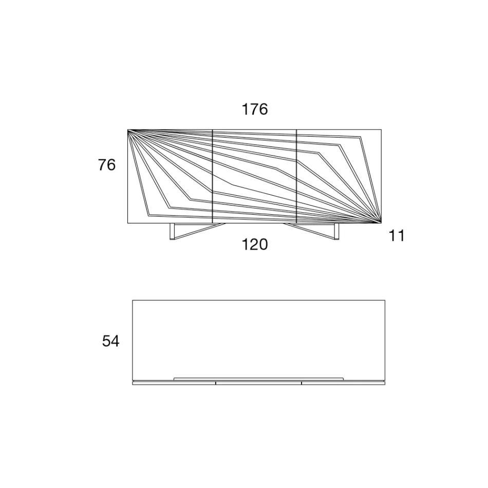 Bufetă pentru Sufragerie din Mdf Lăcuit 3 Uși cu Incrustații Serigrafiate - Saronno Viadurini