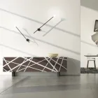 Bufetă pentru living din Mdf Lăcuit Mat cu Uși Decorate Made in Italy - Velia Viadurini