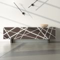 Bufetă pentru living din Mdf Lăcuit Mat cu Uși Decorate Made in Italy - Velia