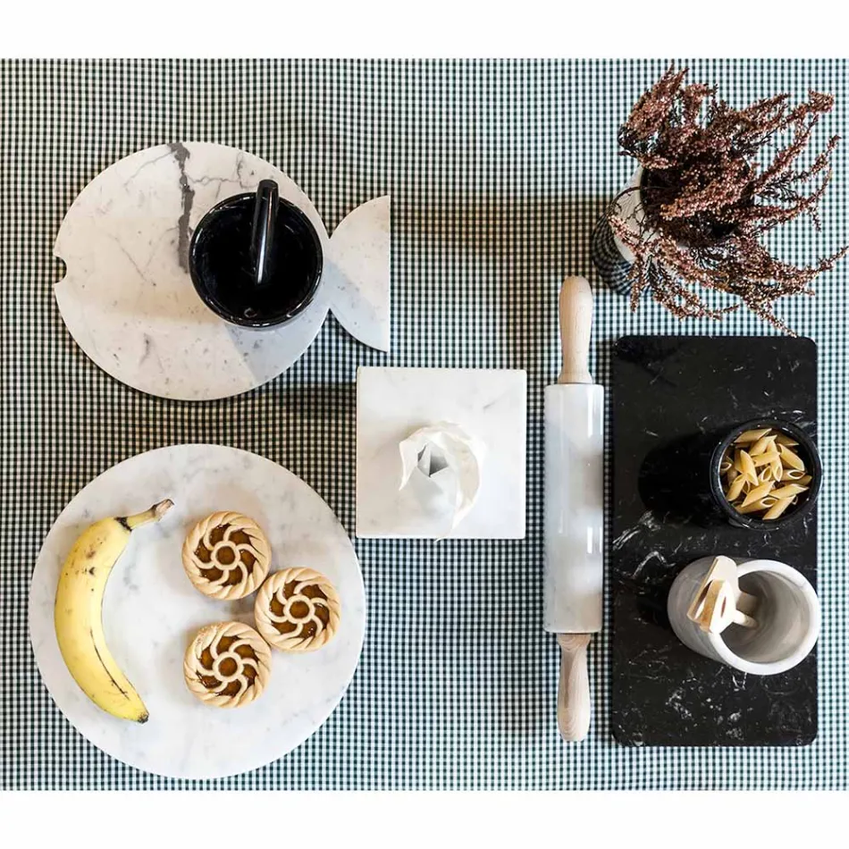 Pină de marmură cu mânere din lemn realizate în Italia - Koyraboro Senni Viadurini