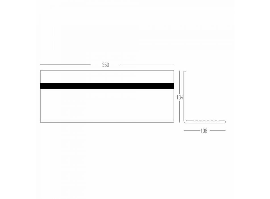Raft de perete în corian alb sau cu inserție neagră 350 sau 600 cm - Elono Viadurini