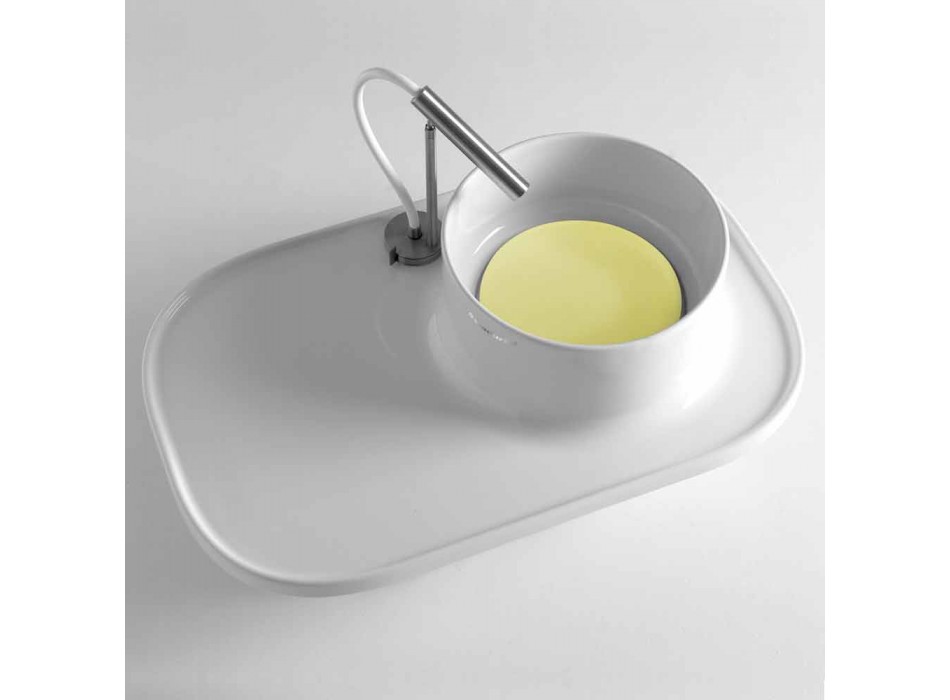 Raft cu lavoar integrat din ceramică alb lucioasă Fabricat în Italia - Uber Viadurini