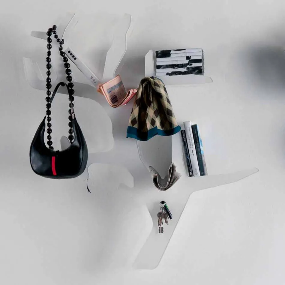 Raft de perete din plexiglas cu cârlige pentru paltoane Made in Italy - Neon Viadurini