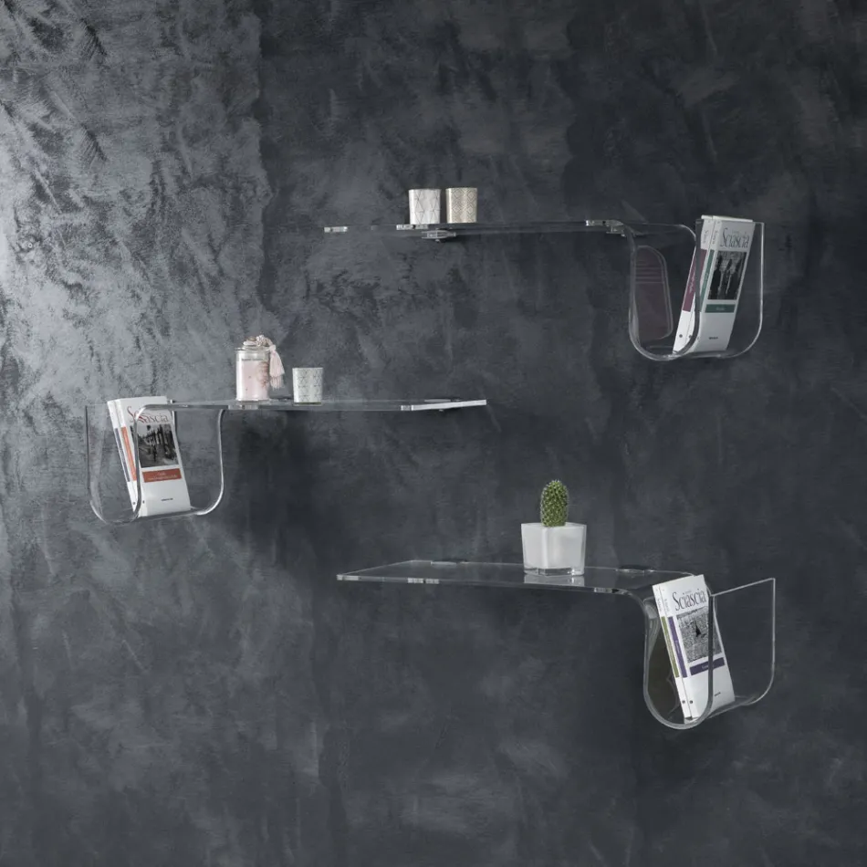 Raft de design din cristal acrilic transparent Made in Italy - Teride Viadurini