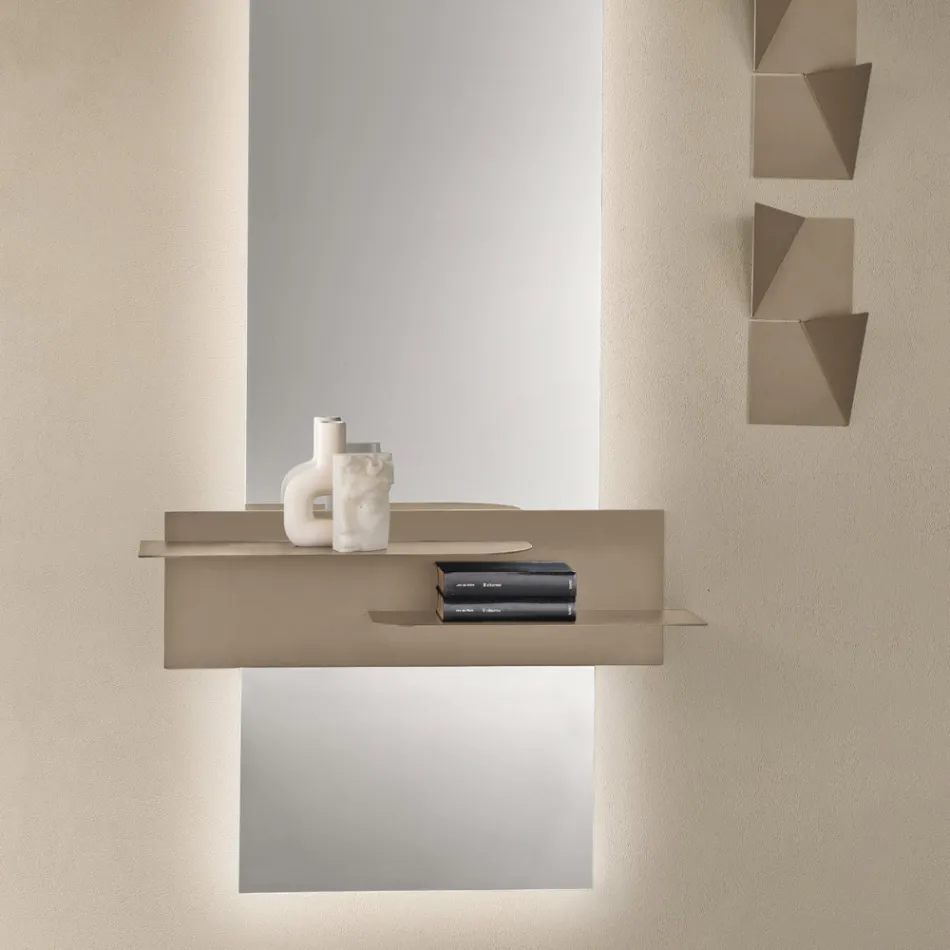 Raft metalic cu design modern și două rafturi orizontale - Miro Viadurini